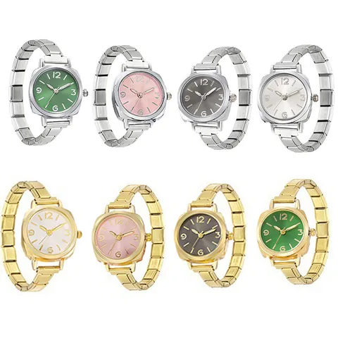 Dames Mode Modulair Roestvrij Staal Quartz Horloge Eenvoudige DIY Stijl Combinatie Band Veelzijdig Analoog Polshorloge