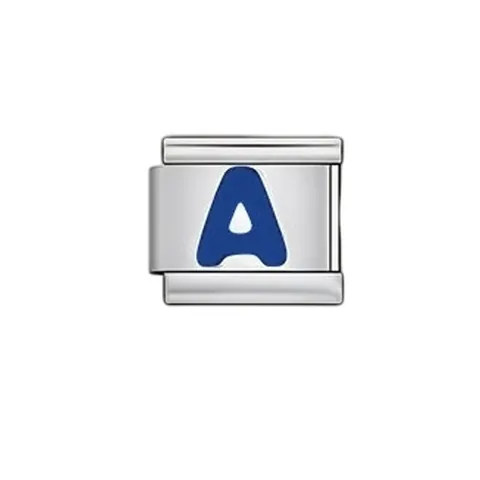 Ανοξείδωτο Ατσάλι Ιταλικό Σπονδυλωτό Μενταγιόν Μπλε Σμάλτο Γράμμα A-Z Για DIY Κατασκευή Βραχιολιού Αξεσουάρ Κοσμημάτων Μόδας