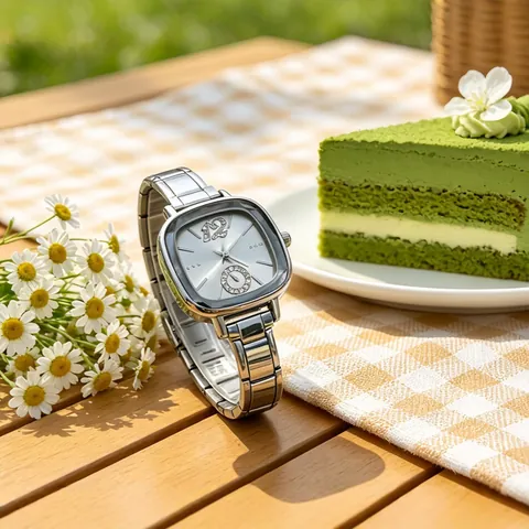 Ins Style Square Quartz Watch For Women Minimalist Stainless Steel Band Rhinestone Inlaid Fashion Dress Wristwatch Gold Silver
