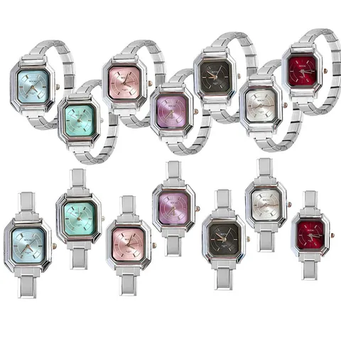 Women Square Quartz Watch Modular Stainless Steel Band DIY Charm Bracelet Style Fashion Wristwatch Elegant Jewelry Watch For Ladies