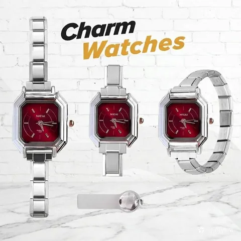Women Square Quartz Watch Modular Stainless Steel Band DIY Charm Bracelet Style Fashion Wristwatch Elegant Jewelry Watch For Ladies