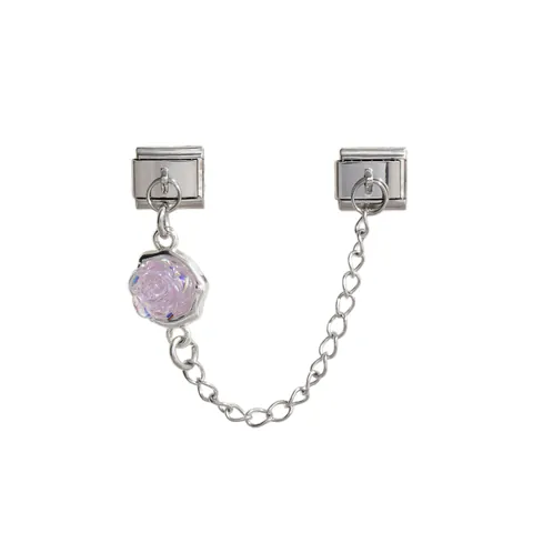 Italienischer Modularer Charm-Anhänger Aus Edelstahl Für Armband DIY Emaille Rose Blume Klee Glied Fashion Schmuckzubehör