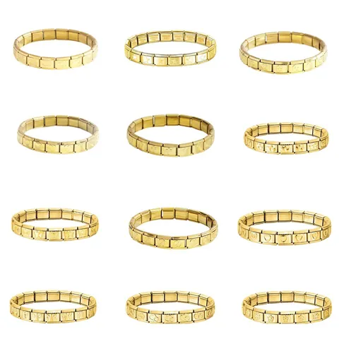 Italian Charm Bracelet Modular DIY Stainless Steel Gold Plated Heart Star Cross Butterfly Motif Link Bracelet For Men Women