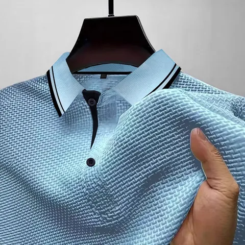 Heren High-End Mesh Ijszijde Poloshirt Casual Effen Kleur Ademend Wafel Korte Mouw Top Met Overhemdkraag T-Shirt Voor Heren