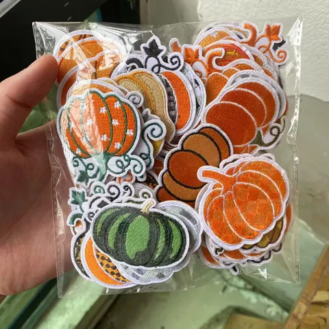 Halloween Pumpkin Embroidered Patches Iron On Leopard Print Plaid Patches For Clothing Bag Decorative Embroidered Badges
