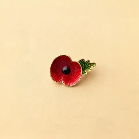 British Style Red Poppy Flower Enamel Rhinestone Brooch Pin For Suits Sweaters Fashion Jewelry Gift For Women Men