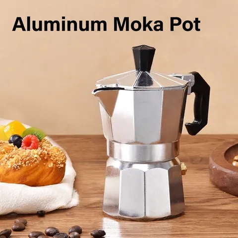 Classic Octagonal Aluminum Moka Pot Stovetop Espresso Maker With Copper Safety Valve Manual Coffee Percolator For Home Office