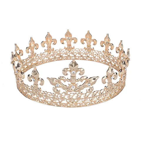Barock Europäische Hochzeit Krone Für Damen Luxus Legierung Strass Fleur-de-Lis Hohl Braut Tiara Kopfschmuck Festzug Bankett Schmuck