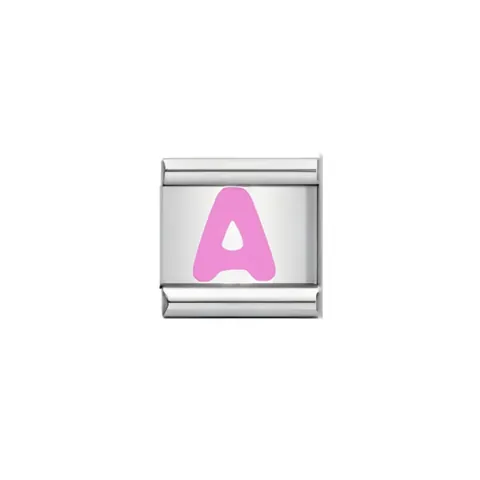 DIY Italian Charms Bracelet Pink Enamel Alphabet Letters Stainless Steel Modular Link Charms Jewelry For Watch Band Bracelet