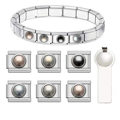 Italienisches Charm Armband Edelstahl Modular DIY Link Künstliche Perle Bead Charm Für Damen Schmuckherstellung Geschenk
