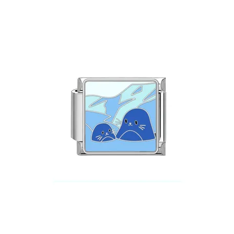 Serie Océano Italian Charm Link de Acero Inoxidable Accesorio de Pulsera DIY Delfín Concha Esmalte Abalorio de Joyería Modular