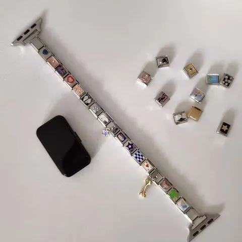 Stainless Steel Watch Band Connector Italian Modular Charm Bracelet DIY Splicing Link Watch Accessories For Smart Watch