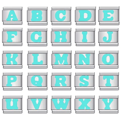 Edelstahl Initial Alphabet Buchstabe Italienisches Charm Armband DIY Modulares Glied Emaille Tropföl Armband Zubehör Schmuck