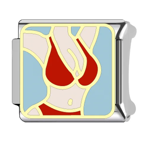 Edelstahl Italienisches Charm Modul DIY Emaille Bikini Bademode Armband Link Zubehör Für Damen Personalisiertes Schmuck
