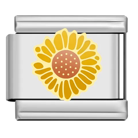 Edelstahl Italienischer Charm Armband DIY Modular Floral Link Sonnenblume Rose Gänseblümchen Emaille Spleiß Schmuck Zubehör Für Damen