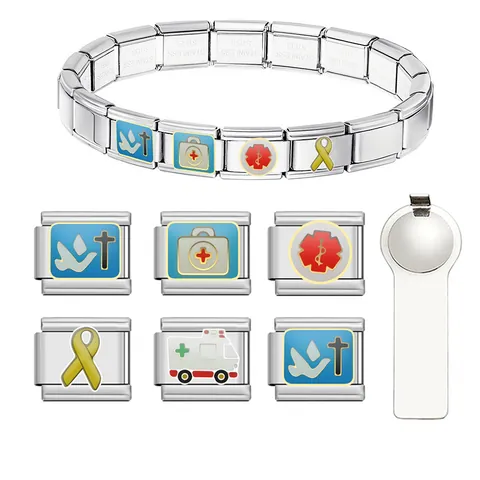 Vintage Italienische Charms Armband Glieder Edelstahl DIY Modulare Schmuck Medizinische Identifikation Charms Zubehör