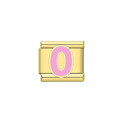 Ciondoli Italiani Fai da Te Maglie per Bracciale Oro Titanio Smalto Numeri 0-9 Accessorio Gioielli Modulari per Cinturino Unisex