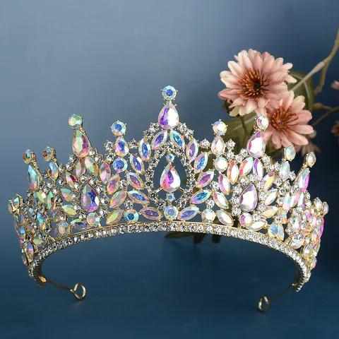Baroque Alloy Rhinestone Bridal Crown Vintage Luxury Gold Silver Color Crystal Tiara For Wedding Banquet Party Women Hair Jewelry