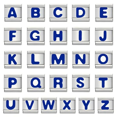Titanium Italian Charm Bracelet DIY Modular Alphabet Link Bracelet Blue English Initial Letter Personalized Minimalist Jewelry For Unisex