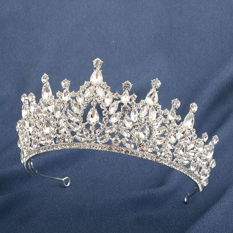 Baroque Alloy Rhinestone Bridal Crown Vintage Luxury Gold Silver Color Crystal Tiara For Wedding Banquet Party Women Hair Jewelry