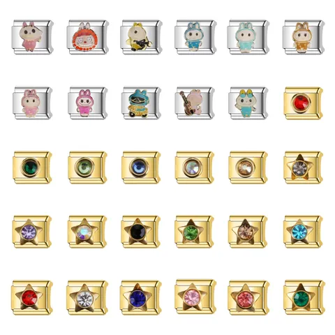 Italiaanse Modulaire Charms Roestvrij Staal DIY Armband Links Cartoon Personage Geboortesteen Strass Ster Sieraden Accessoires