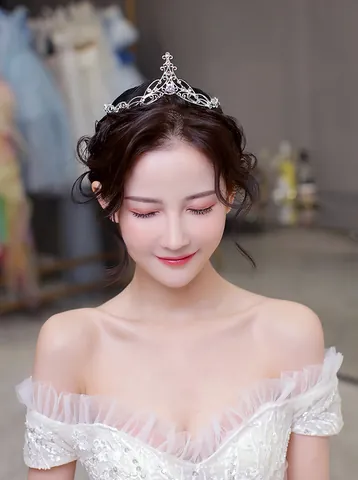 Luxe Zilveren Strass Bruidskroon Tiara Voor Vrouwen Bruiloft Verjaardagsfeestje Florale Holle Legering Koningin Hoofdtooi Accessoires