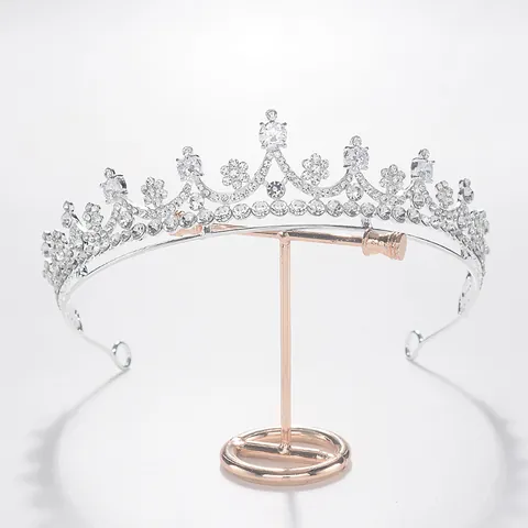 Bridal Alloy Rhinestone Zirconia Crown Tiara Korean Minimalist Elegant Headband For Wedding Banquet Party Women Hair Accessories