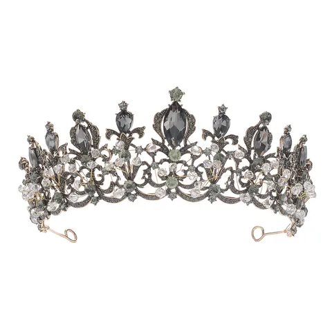 Vintage Baroque Crystal Wedding Tiara Crown For Women Luxury Alloy Rhinestone Bridal Hair Accessories HG1037