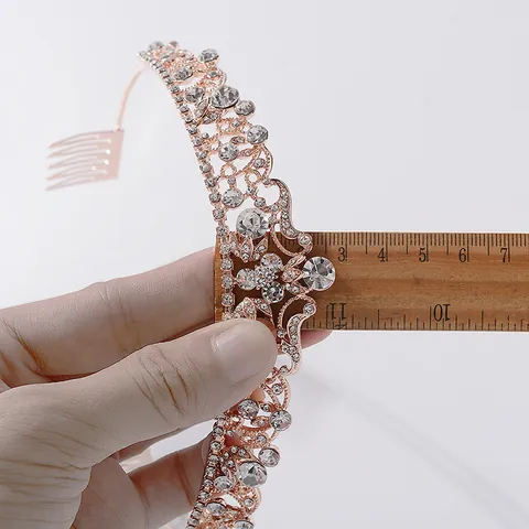 Lussuosa Corona da Sposa in Lega con Strass Vintage Floreale Tiara Nuziale Con Pettini per Capelli Accessori per Foto Donna