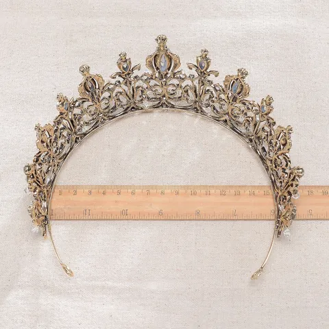 Vintage Baroque Crystal Wedding Tiara Crown For Women Luxury Alloy Rhinestone Bridal Hair Accessories HG1037