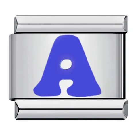 Accessori per Gioielli con Bracciale Elastico Modulare in Acciaio Inossidabile con Ciondolo Italiano Alfabeto A-Z DIY Smalto Blu per Donna Uomo