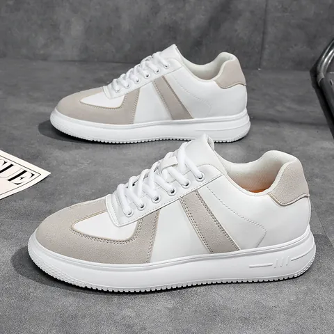 Heren Dames Retro GAT German Army Trainer Sneakers Leer Suède Hoogteverhogend Casual Skate Sportschoenen Veter Wit Grijs