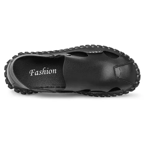 Sandali da Uomo Traspiranti Traforati Estivi a Punta Chiusa in Microfibra Pelle Suola Morbida Senza Lacci Scarpe da Spiaggia Casual