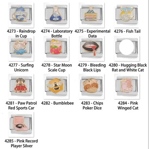 Italian Charm Links For Bracelet DIY Jewelry Making Stainless Steel Graduation School Style Enamel Cartoon Bracelet Links