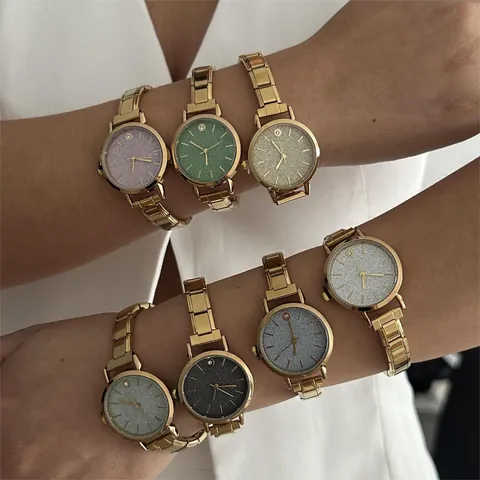 Vintage DIY Modular Bracelet Watch Stainless Steel Italian Charms Style Couples Wristwatch Gold Silver Rhinestone Shimmer Dial Fashion Accessories