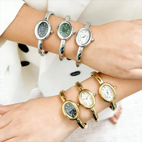Luxury Women Quartz Watch Vintage Bangle Watch Gold Silver Stainless Steel Modular Link Leopard Dial Fashion Wristwatch