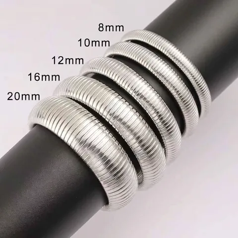 Edelstahl Tubogas Armreif Damen Hochwertige Dichte Spule Offene Elastische Manschette Armband Strass Schmuck Geschenk