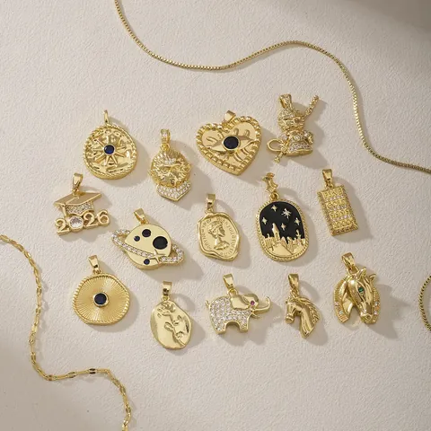 Stainless Steel Gold Plated Graduation Cap Elephant Heart Planet Charms DIY Jewelry Pendants For Bracelets Necklaces Women Jewelry Accessories