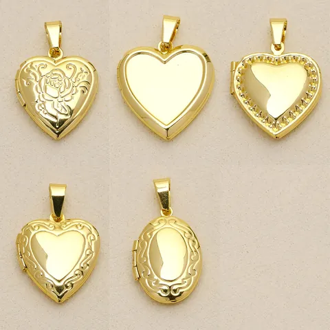 Ciondoli Medaglione in Acciaio Inossidabile Vintage Retro Cuore Ovale Scatola per Foto Charm per Fai da Te Collana Gioielli