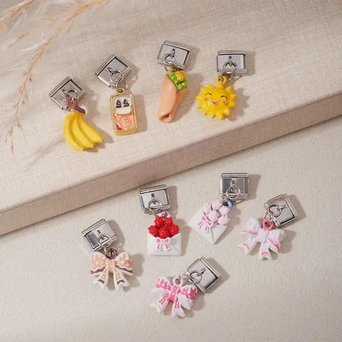 Eslabones Italianos Colgantes Acero Inoxidable DIY Accesorios Joyería Lazo Ardilla Rana Dinosaurio