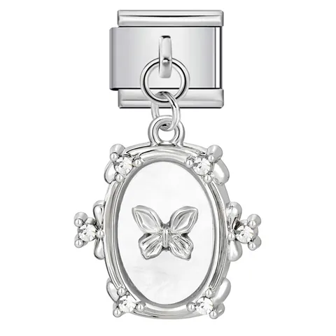 Stainless Steel Italian Modular Bracelet Link Charm Pendant Butterfly Airplane Suitcase Rhinestone Enamel DIY Jewelry Link Charm