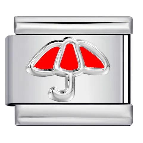 Modulo Charm Italiano in Acciaio Inossidabile con Motivo a Ombrello Smaltato DIY Stampaggio Catena per Gioielli Donna