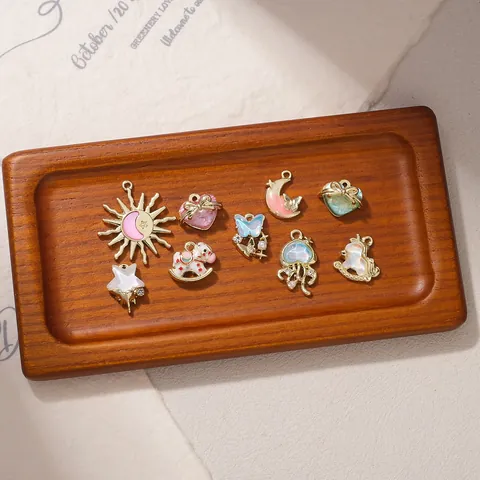 Golden Copper DIY Jewelry Pendants Sun Moon Star Unicorn Heart Cat Shapes Enamel Rhinestone Artificial Pearl Charms For Necklaces