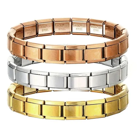 Stainless Steel Italian Charm Bracelet Modular Elastic Link Watch Band Style Bracelet Unisex Jewelry Gift For Daily Wear