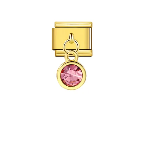 Modulo Italian Charm Oro Acciaio Inossidabile Pendente Pietra Portafortuna Rotonda per Bracciale Componibile DIY Gioielli Donna