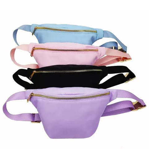 Minimalist Nylon Waterproof Sports Waist Bag Outdoor Macaron Color Running Fanny Pack Crossbody Storage Bag For Men Women