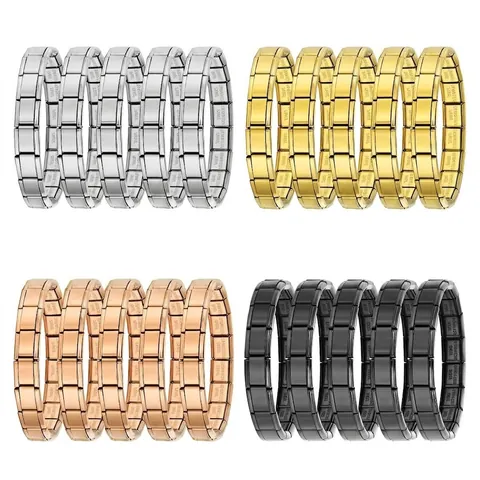 Bracciale Charm Italiano in Acciaio Inossidabile Maglia Modulare DIY Bracciale Lucido Accessorio Gioielli Uomo Donna