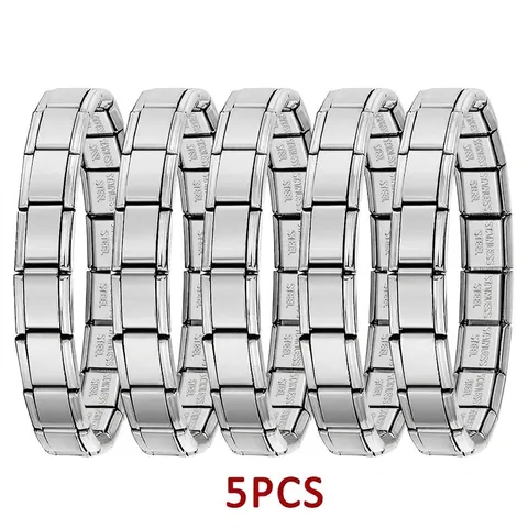 Bracciale Charm Italiano in Acciaio Inossidabile Maglia Modulare DIY Bracciale Lucido Accessorio Gioielli Uomo Donna