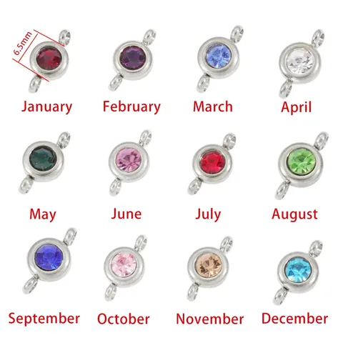 Italian Charm Birthstone Link Stainless Steel Safety Chain For Modular Bracelet DIY Jewelry Making Accessory For Women