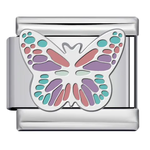 Charm Italiano de Mariposa Eslabón de Acero Inoxidable Pulsera Modular DIY Accesorio de Joyería Personalizada para Mujer Regalo